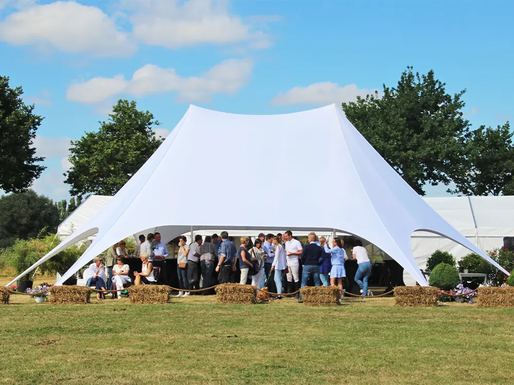 Witte stertent met dubbele mast