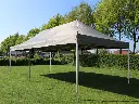 Vouwtent 4 x 8 m S50 frame met taupe dakzeil opgezet