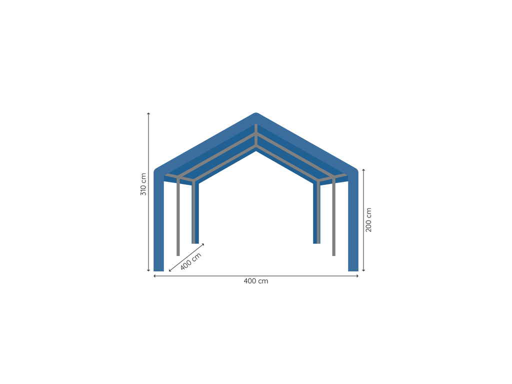 Partytent 4 x 4 m pro pvc afmetingen