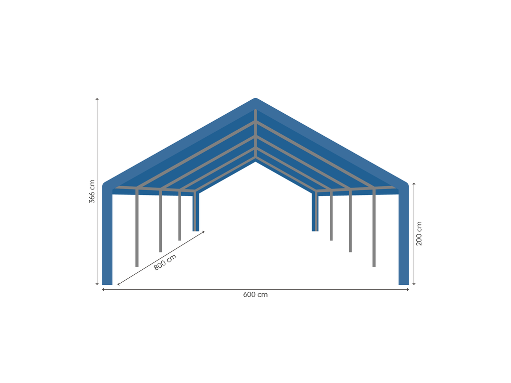 Partytent 6 x 8 m afmetingen