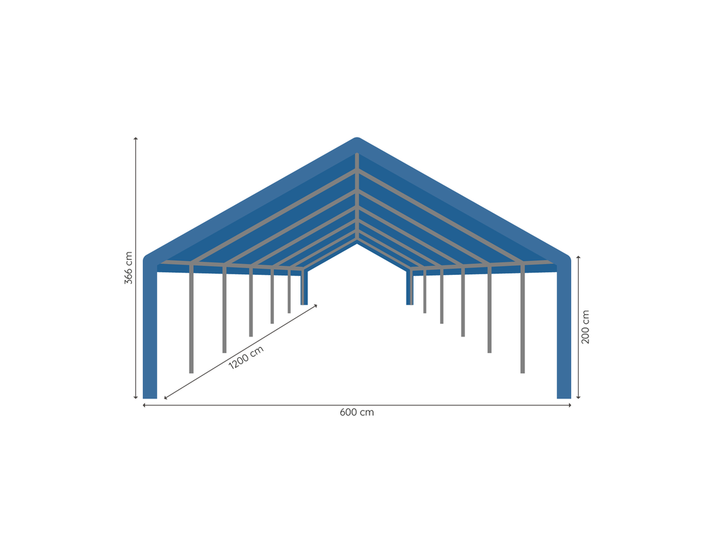 Partytent 6 x 12 m pro 50 pvc afmetingen