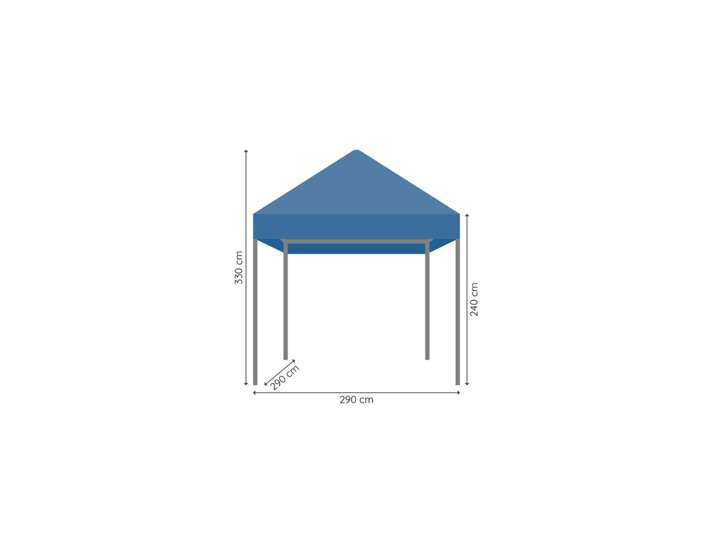 Vouwtent 3 x 3 m S30 afmetingen
