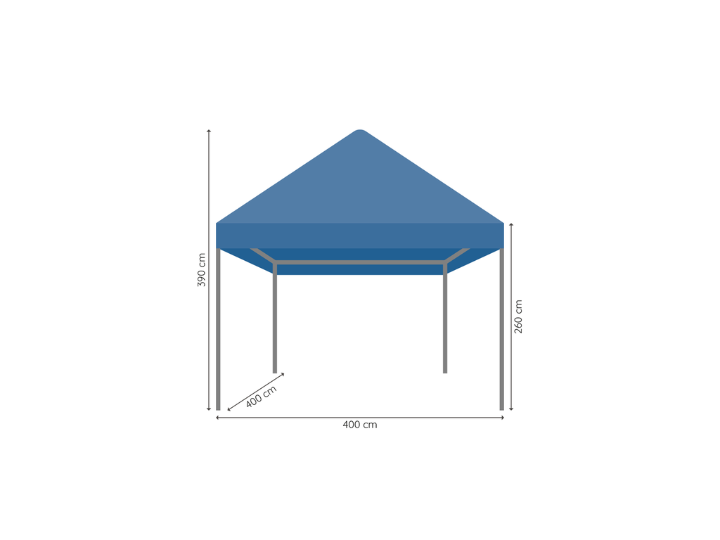 Vouwtent 4 x 4 m S50 afmetingen