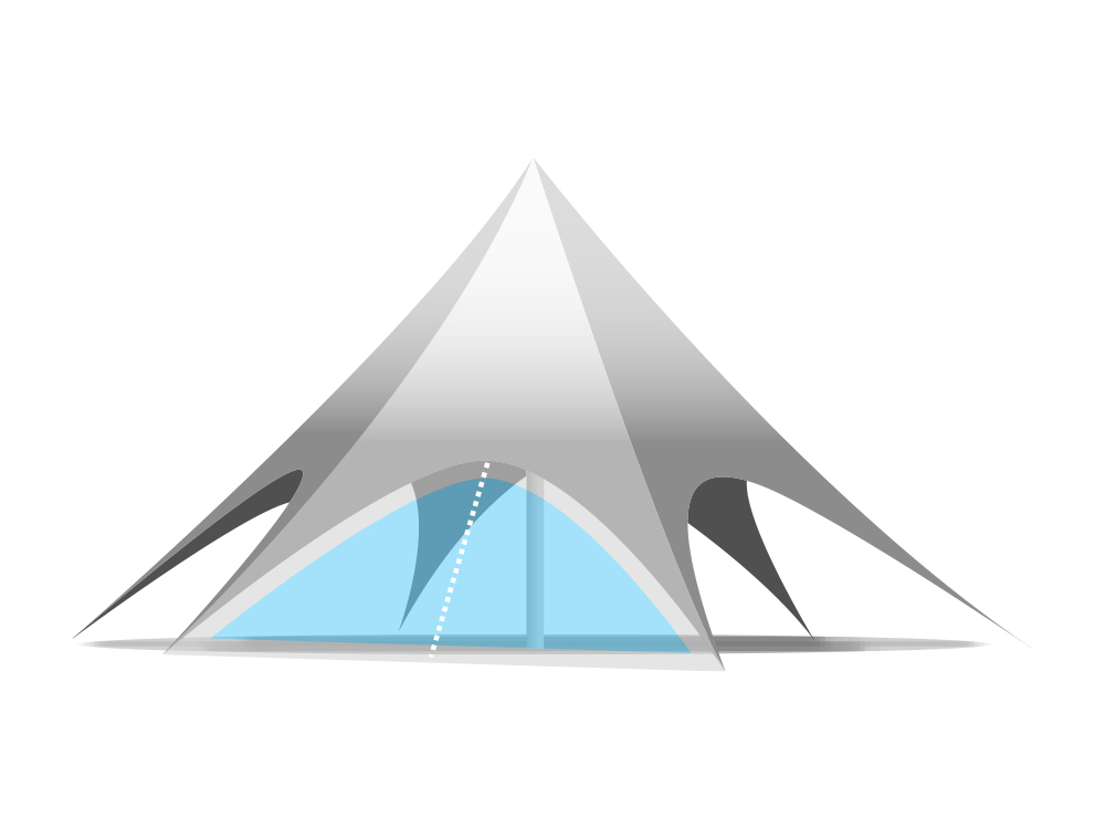 Onderdeel stertent 14 m: zijwand pvc - transparant