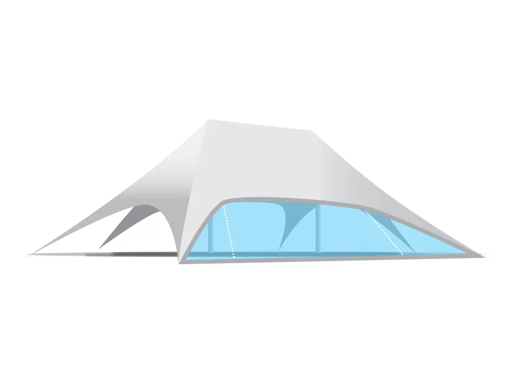 Onderdeel stertent twin 16 m: zijwand transparant pvc (lange zijde)